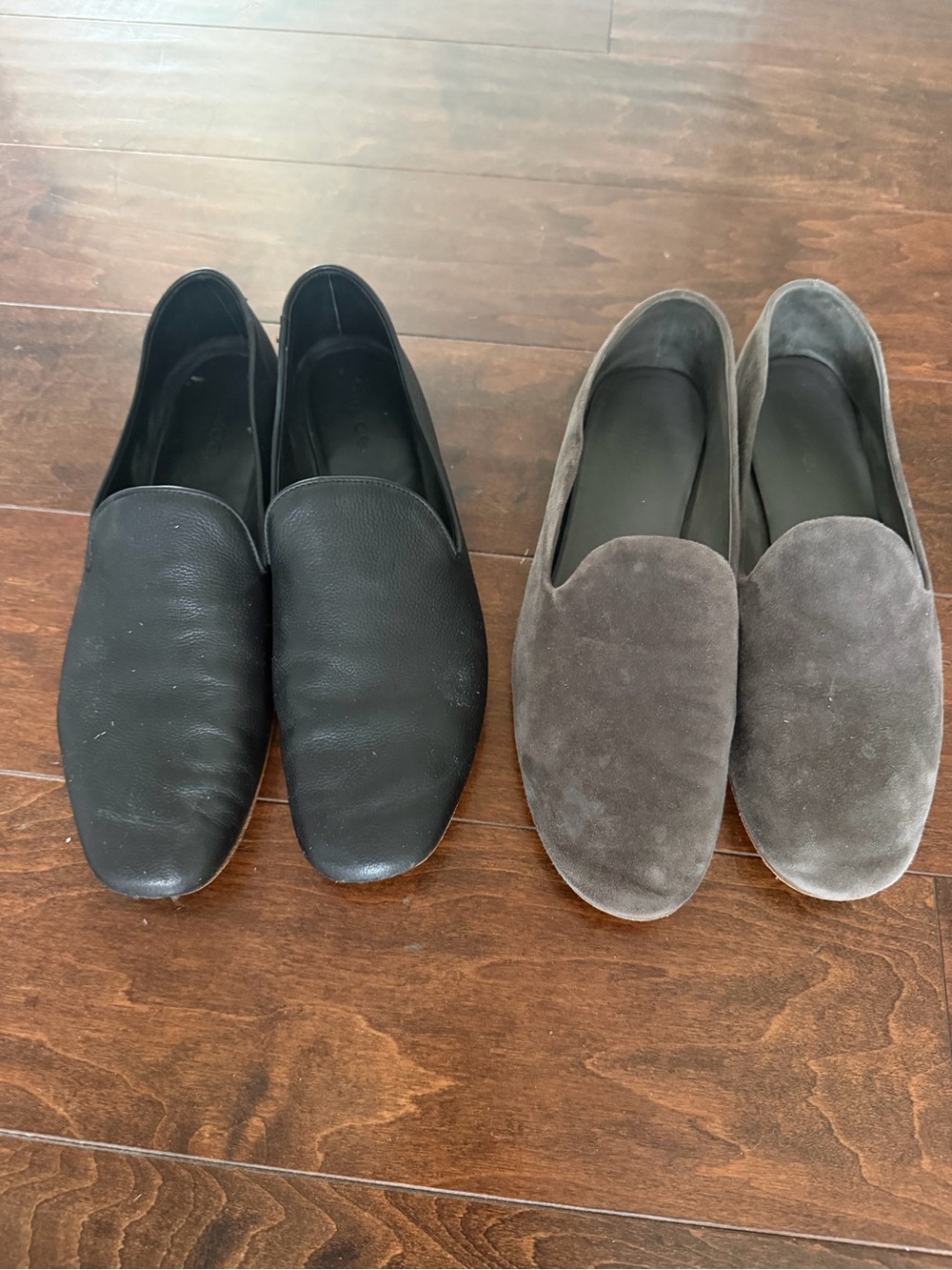 Vince Women Slip-On Loafers in Black and Suede Gray - Size 8